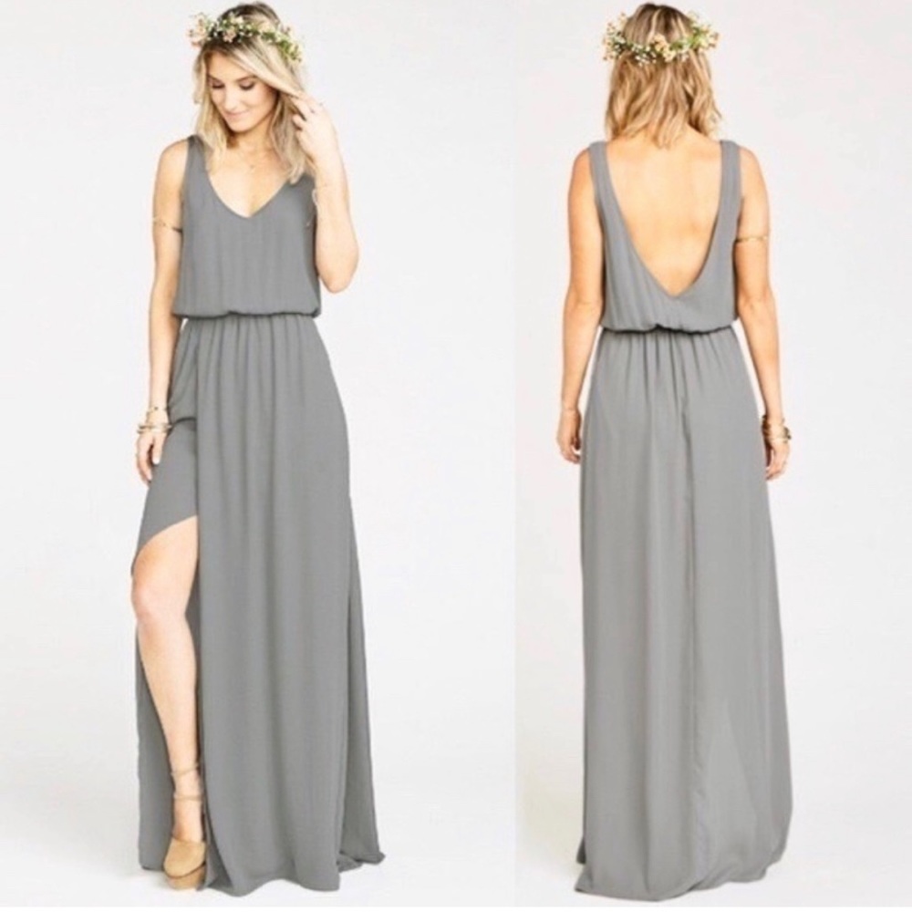 Show Me Your Mumu Kendall Maxi Dress in Light Grey